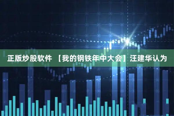 正版炒股软件 【我的钢铁年中大会】汪建华认为