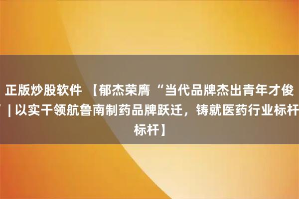 正版炒股软件 【郁杰荣膺 “当代品牌杰出青年才俊” | 以实干领航鲁南制药品牌跃迁，铸就医药行业标杆】